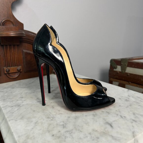 Christian Louboutin Hot Wave 130 Black Patent Pumps size 36.5 - Picture 2 of 7